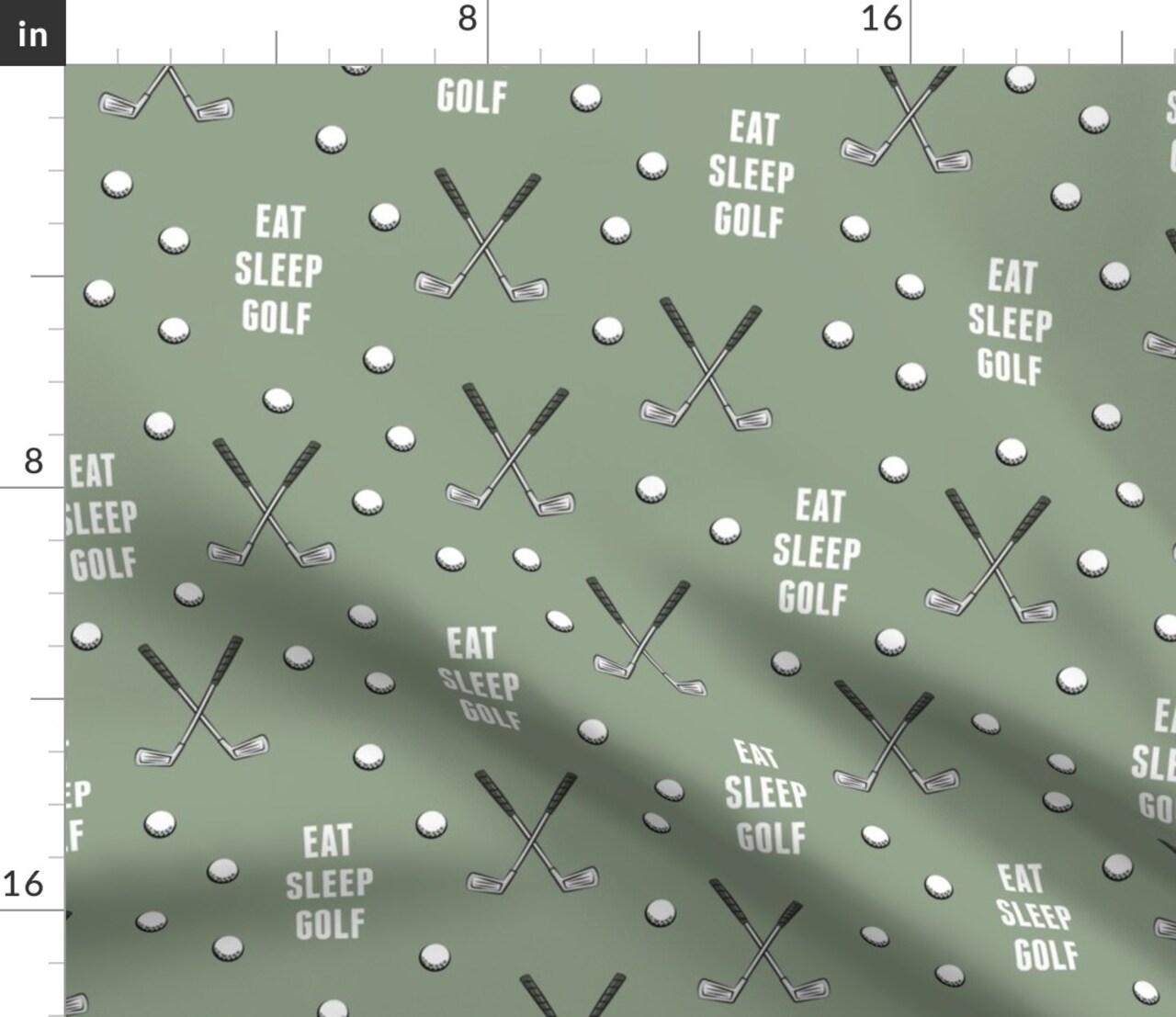 Eat Sleep Golf Sage Balls Golfing Boy Clubs Custom Printed Fabric by Spoonflower Various Fabrics by the Yard or Fat Quarter